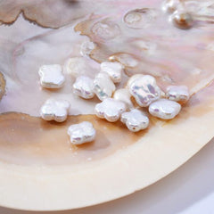 Four Leaf Clover Pearl, 10mm Flower Pearl, Freshwater Real 7A+ Pearl, Wholesale Loose Pearl Beads, White Wedding Full Strand, FWP018