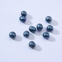 Peacock Black Round Baroque Freshwater Pearl, Real Grade AAA Pearl, Wholesale Loose Black Pearl Beads, Full Strand, 8-9mm, FWP021