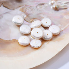Coin Shaped Freshwater Pearl, 5A+ Quality Top to Bottom Pearl Beads, Genuine Cultured High Quality Freshwater Pearls, Full Strand, 12x5mm, FWP022
