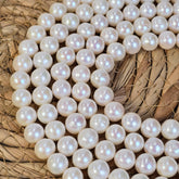 White Round Freshwater Pearls, High Luster Fresh Water Pearl Beads for Jewelry Making, High Quality Beads 15.5″ Full Strand, FWP033