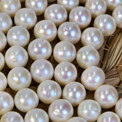 White Round Freshwater Pearls, High Luster Fresh Water Pearl Beads for Jewelry Making, High Quality Beads 15.5″ Full Strand, FWP033