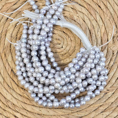 Gray Round Freshwater Pearls, Large Hole Beads 8-9mm Grey Fresh Water Pearl Beads for Jewelry Making 7.5″ Strand, FWP036