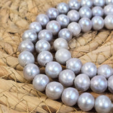 Gray Round Freshwater Pearls, Large Hole Beads 8-9mm Grey Fresh Water Pearl Beads for Jewelry Making 7.5″ Strand, FWP036