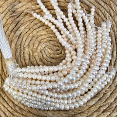 White Round Freshwater Pearls, Large Hole Beads 8-9mm Fresh Water Pearl Beads for Jewelry Making 7.5″ Strand, FWP037