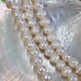 White Round Freshwater Pearls, Large Hole Beads 8-9mm Fresh Water Pearl Beads for Jewelry Making 7.5″ Strand, FWP037