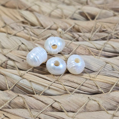 White Round Freshwater Pearls, Large Hole Beads 8-9mm Fresh Water Pearl Beads for Jewelry Making 7.5″ Strand, FWP037