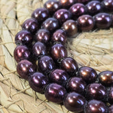 Genuine Plum Purple Pearl Freshwater Pearl, 8-9mm Large Hole Round Iridescent Classic Pearl, 7.5″ Strand, FWP038