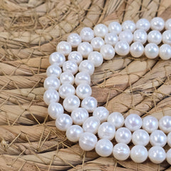 Natural White Pearl, Loose Pearl, Necklace Round Pearl, Potato Pearl, Freshwater Pearl, Large Hole Pearl 15.5″ Full Strand, 6-7mm, FWP042