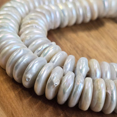 Freshwater Coin Shaped Pearl Beads, Abacus Pearl Beads, Button Pearls for Jewelry Making, 15-16mm, Top to Bottom Drilled Pearl, FWP043