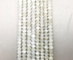 6MM White Faceted Moonstone Beaded Chain, Faceted Rondelle Loose Beads Full Strand 15.5″, GRN044