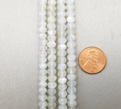 6MM White Faceted Moonstone Beaded Chain, Faceted Rondelle Loose Beads Full Strand 15.5″, GRN044