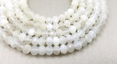 6MM White Faceted Moonstone Beaded Chain, Faceted Rondelle Loose Beads Full Strand 15.5″, GRN044