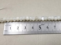 6MM White Faceted Moonstone Beaded Chain, Faceted Rondelle Loose Beads Full Strand 15.5″, GRN044