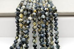 8mm Yellow Blue Tiger Eye Star Cut Beads, Grade AA Natural Gemstone Star Cut Faceted Loose Beads, OLD GRN086