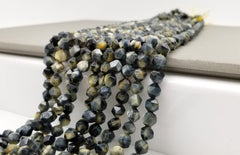8mm Yellow Blue Tiger Eye Star Cut Beads, Grade AA Natural Gemstone Star Cut Faceted Loose Beads, OLD GRN086