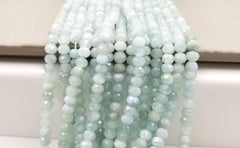 Aquamarine Faceted Rondelle Bead Matte Grade AAA Natural Gemstone Round Loose Beads, Full Strand 15.5 inches, 6mm, GRN099