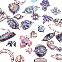 18K Gold Filled Mix Black Finish Evil Eye Charm Dainty Amulet Charms CZ Stone for Jewelry Making Charm Party Supplies Bracelet Necklace Charm, MixedBulk_3