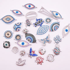 Mix Silver Finish Evil Eye Charm Dainty Amulet Charms CZ Stone for Jewelry Making Charm Party Supplies Bracelet Necklace Charm, MixedBulk_4