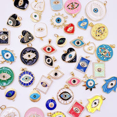 18K Gold Filled Mix Enamel Evil Eye Charm, Amulet Charms CZ Stone for Jewelry Making Charm Party Supplies Bracelet Necklace Charm MixedBulk_6