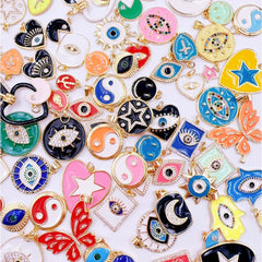 18K Gold Filled Mix Enamel Evil Eye Charm, Amulet Charms CZ Stone for Jewelry Making Charm Party Supplies Bracelet Necklace Charm MixedBulk_7