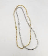 18K Gold Filled Diamond Cubic Zirconia Baguette Necklace, Ready to Wear Baguette & Round Cut CZ Necklace, Minimalist Valentines Gift, 18", CH262