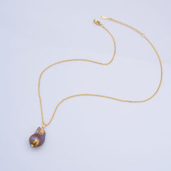 18K Gold Filled Freshwater Pearl Baroque Necklace, Natural Irregular Iridescent Pearl Cable Chain, Peacock Pearl Necklace, NL015