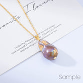 18K Gold Filled Freshwater Pearl Baroque Necklace, Natural Irregular Iridescent Pearl Cable Chain, Peacock Pearl Necklace, NL015