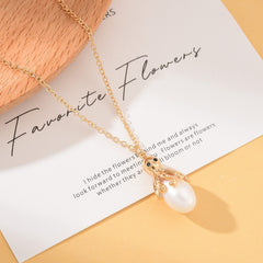 18K Gold Filled Freshwater Pearl Octopus Necklace, Natural Oval Pearl Ocean Animals Pendant Necklace, Birthday Gift for Her, NL017