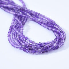 AAA Faceted Natural Amethyst, 2.5mm Round Beads Micro Faceted Genuine Purple Amethyst Gemstone, 15.5″ Strand, PRP1003