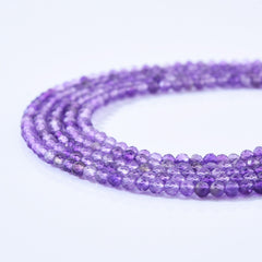 AAA Faceted Natural Amethyst, 2.5mm Round Beads Micro Faceted Genuine Purple Amethyst Gemstone, 15.5″ Strand, PRP1003