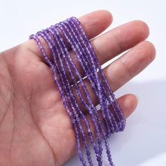 AAA Faceted Natural Amethyst, 2.5mm Round Beads Micro Faceted Genuine Purple Amethyst Gemstone, 15.5″ Strand, PRP1003