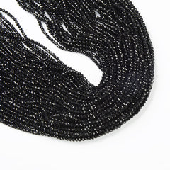 Natural Black Spinel Faceted Round Beads, PRP518