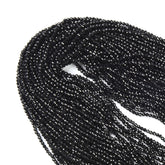 Natural Black Spinel Faceted Round Beads, PRP518