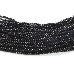 Natural Black Spinel Faceted Round Beads, PRP518