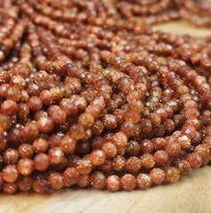 Natural Goldstone Gold Sandstone Faceted Rondelle Beads. Full 15.5 Inch strand 2mm,3mm, 4mm Gemstone Beads For Jewelry PRP520