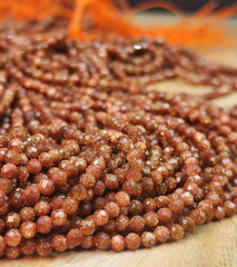 Natural Goldstone Gold Sandstone Faceted Rondelle Beads. Full 15.5 Inch strand 2mm,3mm, 4mm Gemstone Beads For Jewelry PRP520