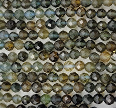 Natural Green Tourmaline Faceted ,3mm Round Faceted Beads, Diamond Cut Gemstone, 15.5″ Full Strand PRP561