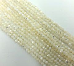 White Mother of Pearl, High Quality Mop Shell, Genuine White Shell, Round Smooth Gemstone Beads, 15.5″ Full Strand PRP578