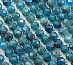 4mm AAA Natural Blue Apatite Faceted Round Beads, Small Micro Faceted, Laser Diamond Cut Gemstone, 15.5″ Strand PRP582