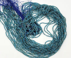 Grade AAA Natural Blue Apatite Faceted Round Beads, 2.5mm, 3mm, Small Micro Faceted, Laser Diamond Cut Gemstone, 15.5″ Strand PRP582