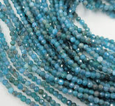 Grade AAA Natural Blue Apatite Faceted Round Beads, 2.5mm, 3mm, Small Micro Faceted, Laser Diamond Cut Gemstone, 15.5″ Strand PRP582