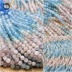 AAA Natural Aquamarine Stone Bead, Morganite Gemstone Bead, Gorgeous Natural Blue Aquamarine Gemstone, Multicolor Morganite 4mm, PRP594