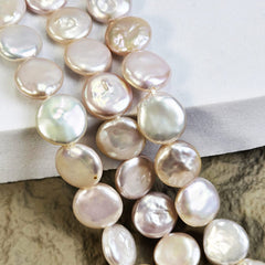 Natural Freshwater Baroque White Pinkish Pearl Bead, 12x4mm Cultured Pearl, High Quality Coin Cut Keshi Pearl Beads, PRP605