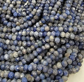 High Quality Natural Sapphire Round Beads, 5x4mm, 6x4mm, Faceted Round Gemstone, Micro Cut Faceted Small Genuine Gemstone Full Strand, PRP637