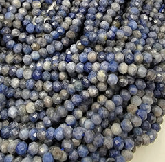 High Quality Natural Sapphire Round Beads, 5x4mm, 6x4mm, Faceted Round Gemstone, Micro Cut Faceted Small Genuine Gemstone Full Strand, PRP637