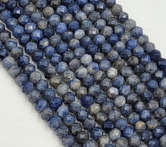 High Quality Natural Sapphire Round Beads, 5x4mm, 6x4mm, Faceted Round Gemstone, Micro Cut Faceted Small Genuine Gemstone Full Strand, PRP637