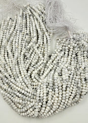 Howlite White Turquoise Faceted Rondelle Gemstone Beads, PRP640