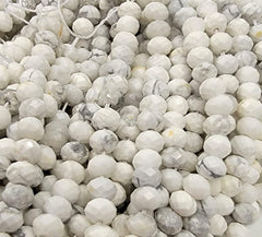 Howlite White Turquoise Faceted Rondelle Gemstone Beads, PRP640