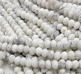 Howlite White Turquoise Faceted Rondelle Gemstone Beads, PRP640