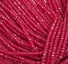 Natural Red Corundum Faceted Spacer Beads, PRP647